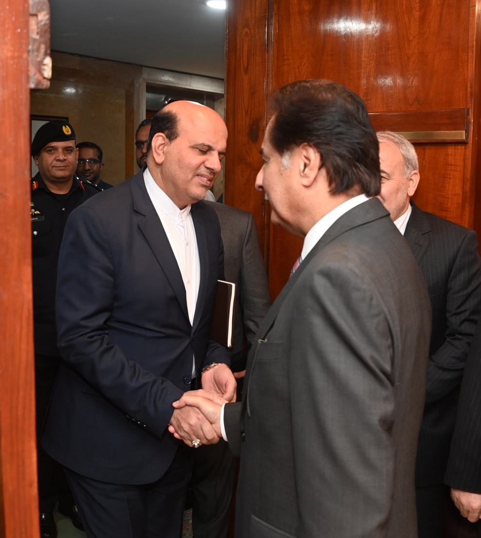 Islamabad 04.04.2024: Speaker National Assembly Sardar Ayaz Sadiq in a meeting with Iranian Parliamentary Delegation at Parliament House