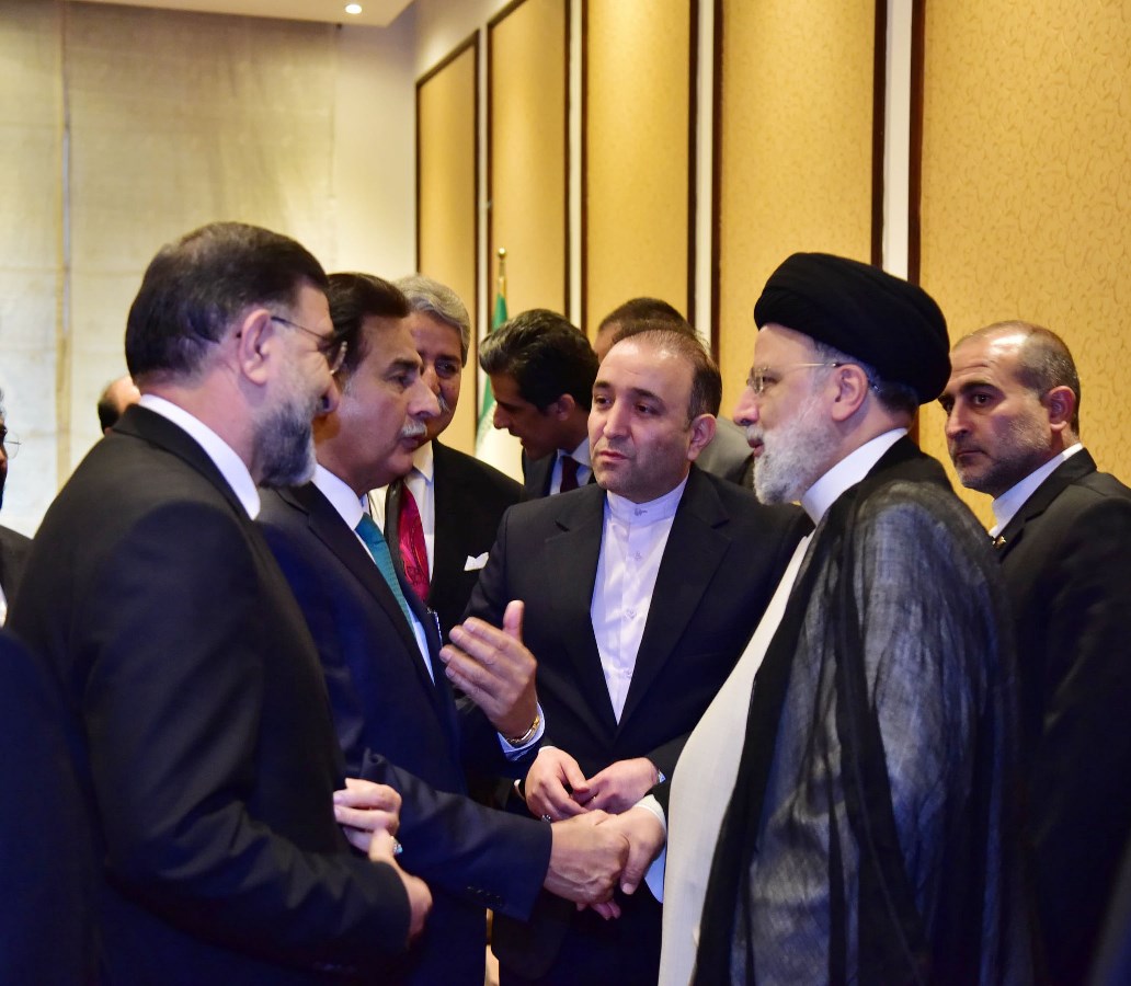 Speaker National Assembly Sardar Ayaz Sadiq in a meeting with President of Iran Dr. Seyyed Ebrahim Raisi. Islamabad: 22.04.2024