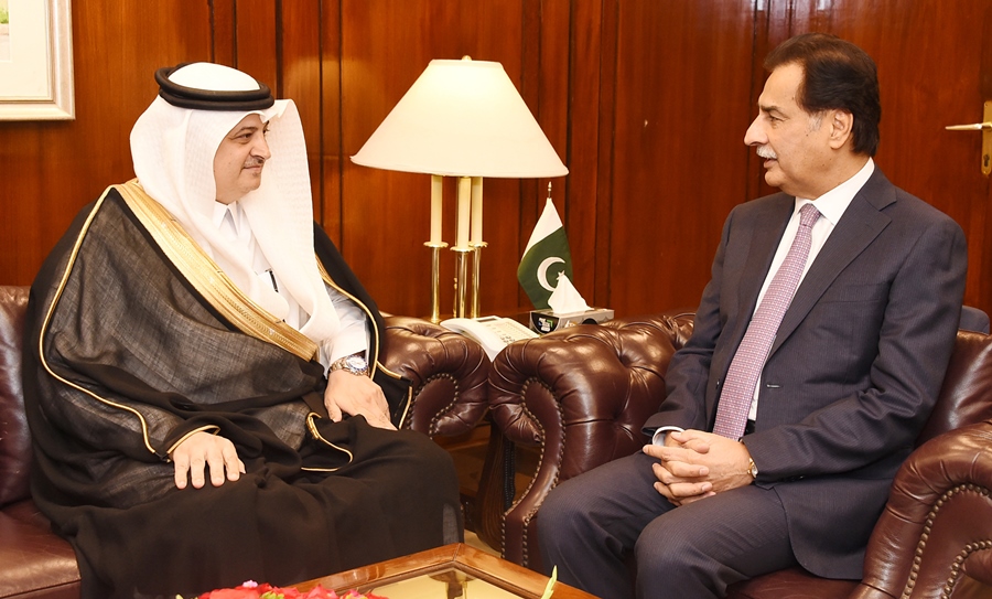 Islamabad 23.04.2024: Ambassador of Saudi Arabia Mr. Nawaf Bin Saeed Ahmed Al-Malkiy called on Speaker National Assembly Sardar Ayaz Sadiq at Parliament House 