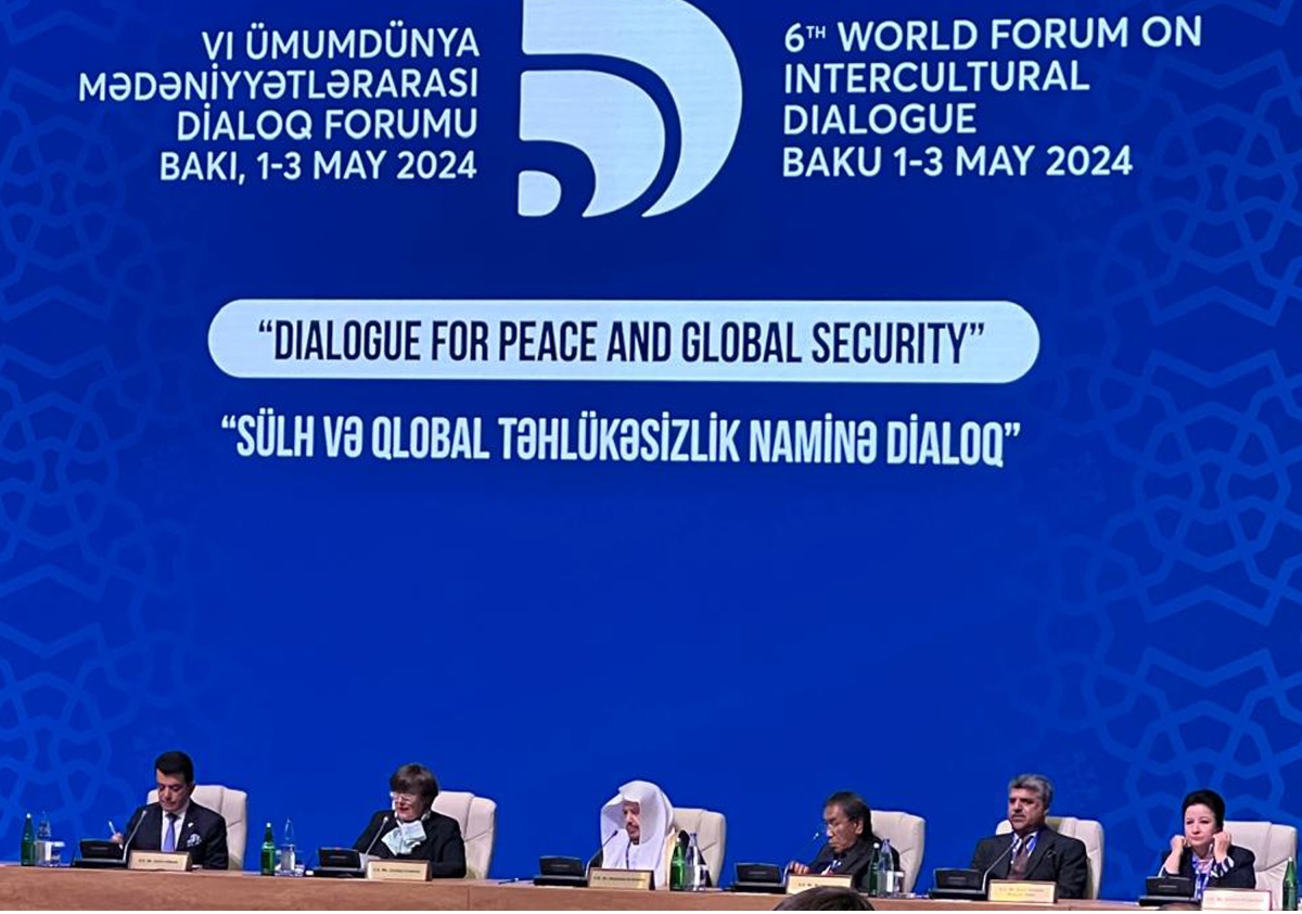 Baku 02.05.2024: Deputy Speaker National Assembly Syed Ghulam Mustafa Shah adressing the participants of Sixth World Forum on Intercultural Dialogue in Baku