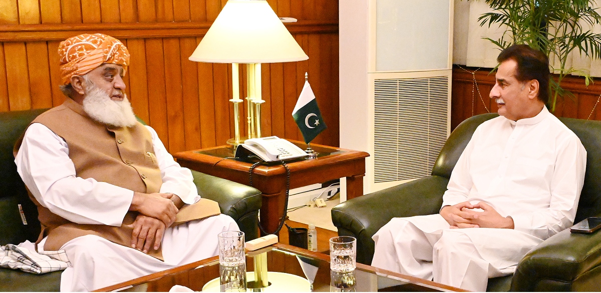 Islamabad 06.06.2024: President of Jamiat Ulema-e-Islam Maulana Fazal-ur-Rehman called on Speaker National Assembly Sardar Ayaz Sadiq at Parliament House. 