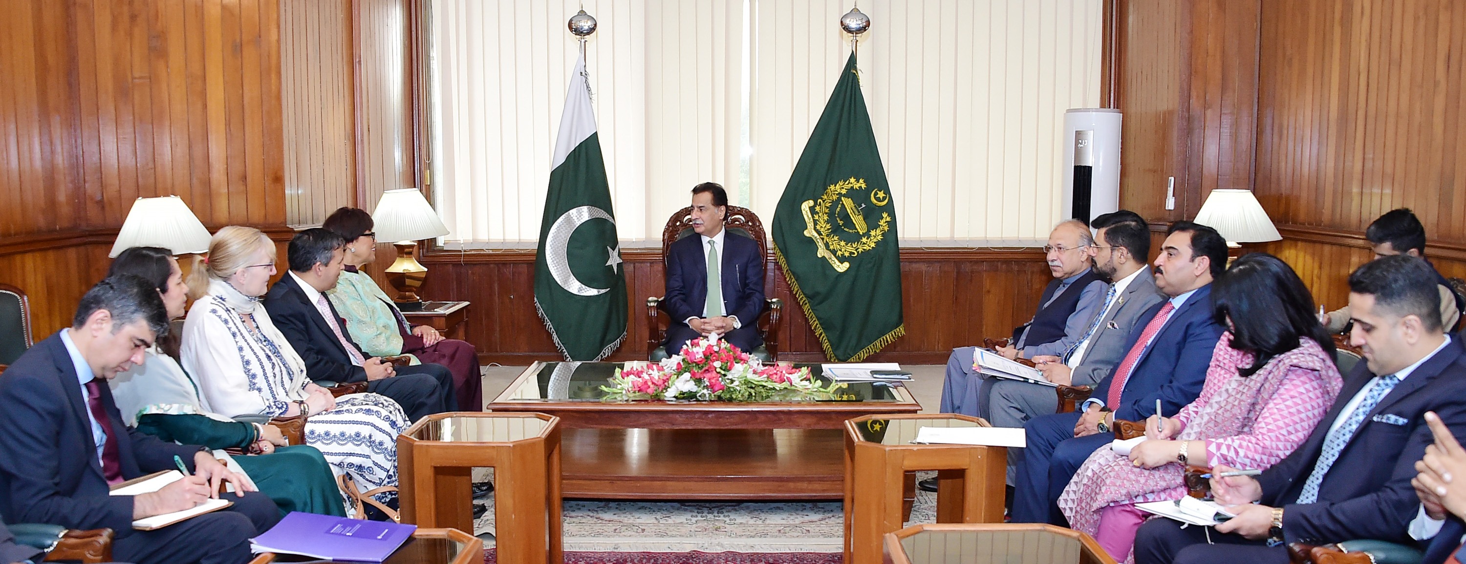 Islamabad 30.07.2024: Speaker National Assembly Sardar Ayaz Saqiq in a meeting with Secretary General Commonwealth Rt. Hon. Patrica Scotland along with her delegation at Parliament House