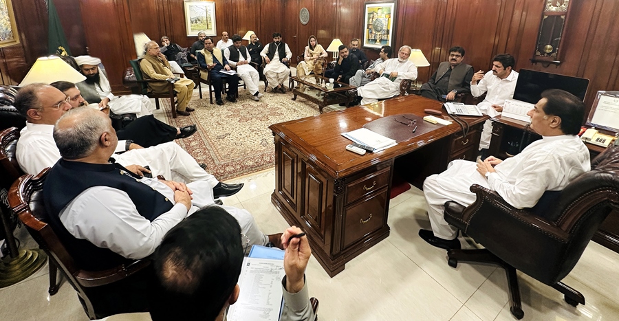 Islamabad 12.09.2024 Speaker N.A Sardar Ayaz Sadiq in a meeting with Leader of Opposition Omar Ayub Khan along with Members of Opposition at Parliament House