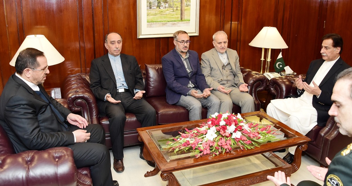 Islamabad 11.12.2024: Ambassador of Iran Dr. Reza Amiri Moghaddam offering Fateha for the departed soul of sister of Speaker National Assembly Sardar Ayaz Sadiq at Parliament House