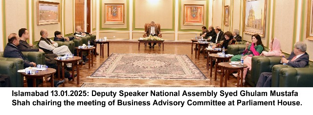 Islamabad 13.01.2025: Deputy Speaker National Assembly National Assembly Sayed Ghulam Mustafa Shah chairing the meeting of Business Advisory Committee at Parliament House 
