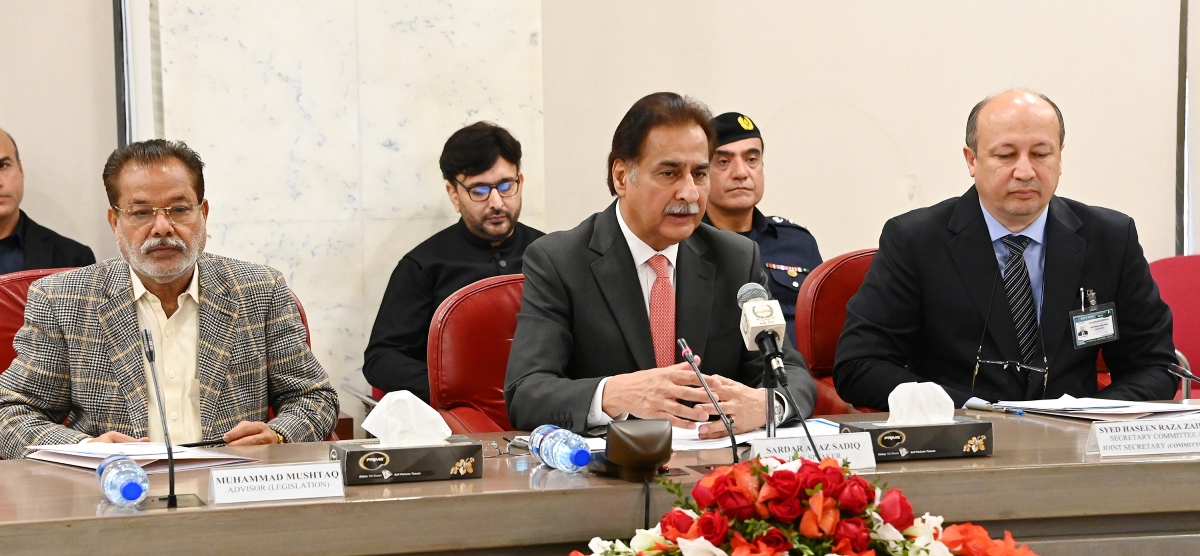 Islamabad 16.01.2025: Speaker National Assembly Sardar Ayaz Sadiq Chairing 3rd meeting on negotiations between Treasury and Opposition at Parliament House.