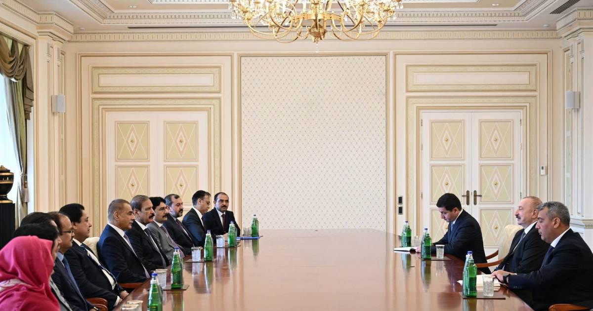 Baku 7th July 2025: Pakistan’s Parliamentary Delegation led by Speaker National Assembly, Sardar Ayaz Sadiq in a meeting with President of Azerbaijan Mr. Ilham Aliyev in Baku, Azerbaijan