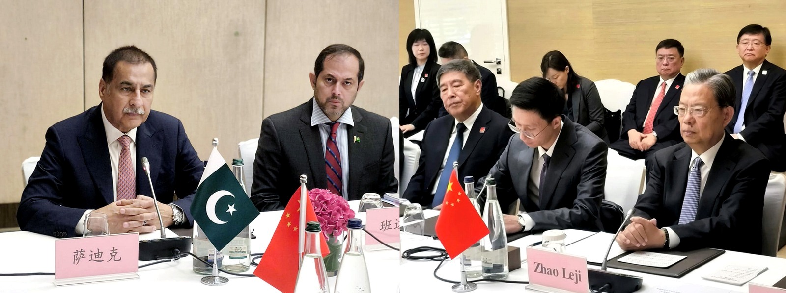 Geneva 29.07.2025: Speaker National Assembly Sardar Ayaz Sadiq in a meeting with Chairman of the Standing Committee of China’s National People’s Congress Mr. Zhao Leji on the sidelines of the 6th World Conference of Speakers of Parliament being held in Geneva