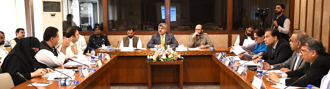 Islamabad 04.08.2025: Deputy Speaker National Assembly Sayed Ghulam Mustafa Shah presiding over the meeting of House & Library committee of the National Assembly at Parliament House.
