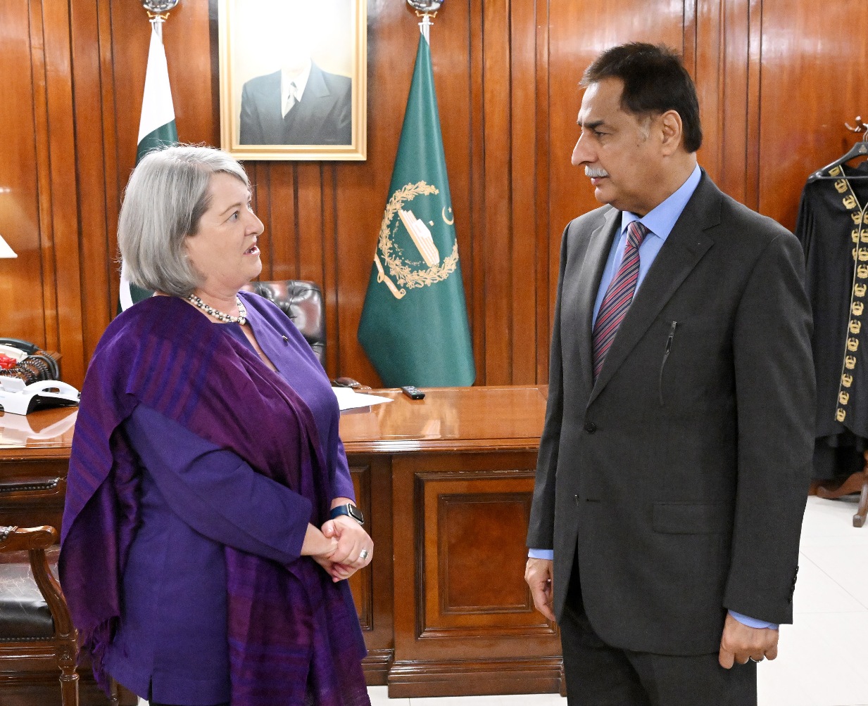 Islamabad 29.08.2025: Speaker National Assembly Sardar Ayaz Sadiq receiving Ambassador of Ireland Ms. Mary O’Neill at Parliament House