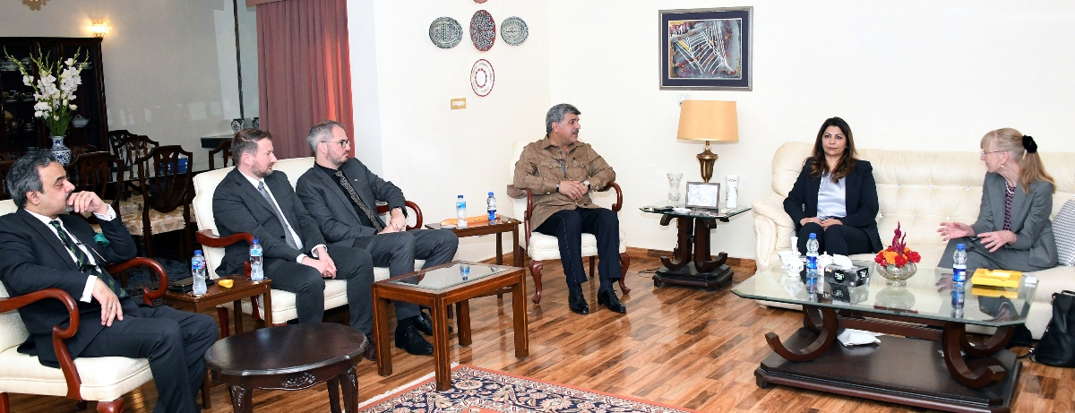 Islamabad 28.10.2025: Deputy Speaker National Assembly Syed Ghulam Mustafa Shah in a meeting with Member of the German Parliament Ms.Derya Turk Nachbauer along with Ambassador of Germany Ms.Ina Iepel
