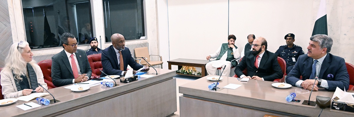 Islamabad 30.04.2026: Deputy Speaker National Assembly Syed Ghulam Mustafa Shah in a meeting with Delegation from UNICEF Global Initiative at Parliament House.