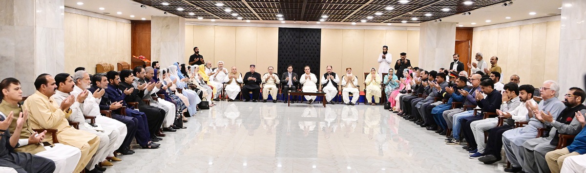 Islamabad 12.05.2026: Speaker National Assembly Sardar Ayaz Sadiq along with members National Assembly offering Fateh for the departed soul of the Young Son of Ijaz Hussain Jakhrani, MNA at Parliament House.