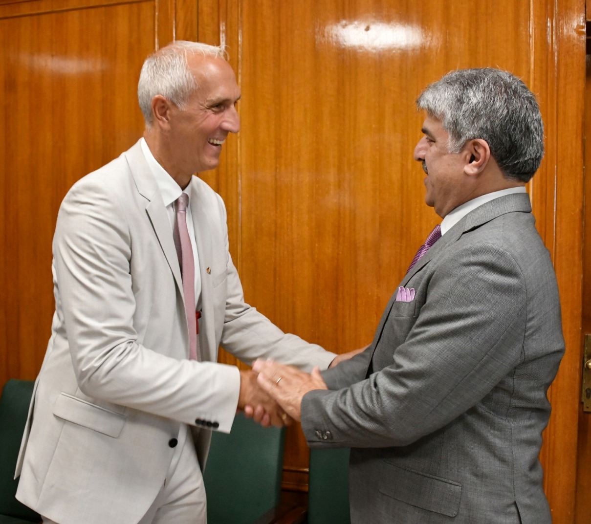 Islamabad 01.09.2026: Deputy Speaker National Assembly Syed Ghulam Mustafa Shah receiving Member of the German Bundestag (Parliament) Mr. Christoph Schmid at Parliament House.